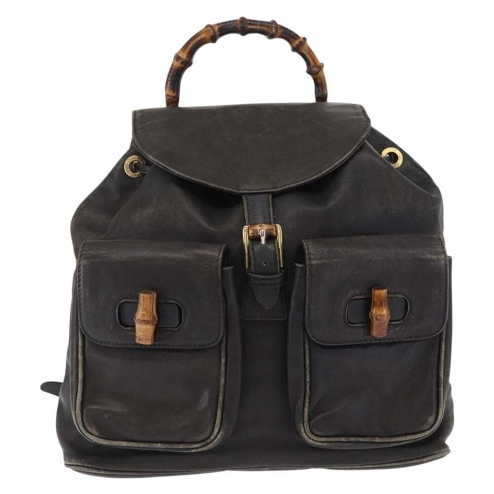 Gucci Bamboo Leather Backpack Black